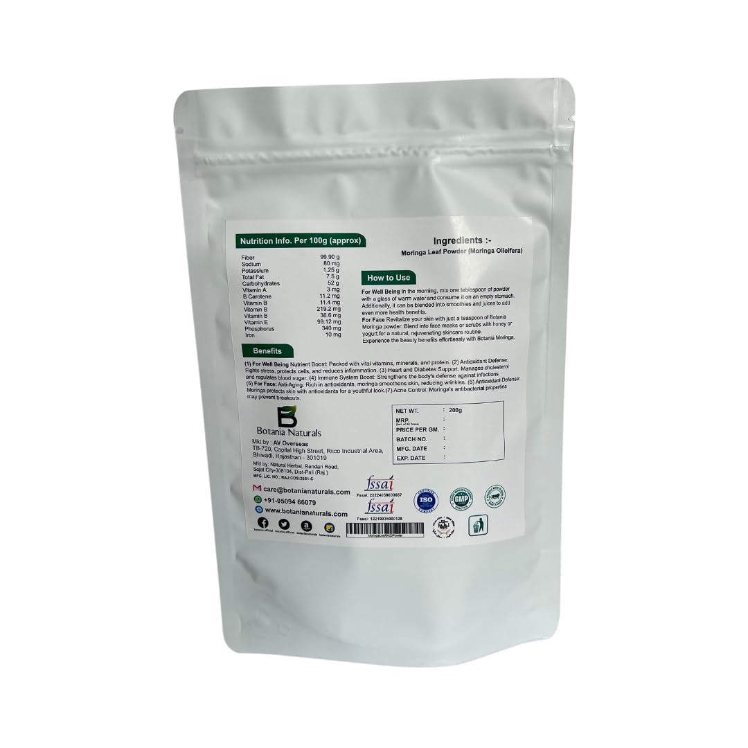 Botania Naturals Moringa Powder | 100% Pure & Natural | Superfood for Health & Wellness