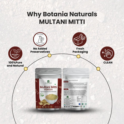 Botania Naturals care from nature 100% Pure Multani Mitti Powder for Face Pack (200G) for Exfoliating Soothing Nourishing Face, Skin & Hair