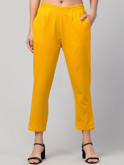 Agarbha Women Regular Fit Elastic Waist Cotton Trouser-Multicolor
